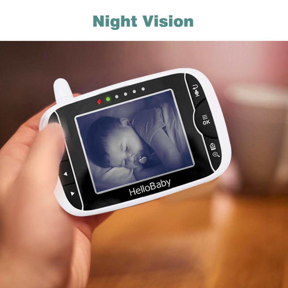 HelloBaby 5'' Baby Monitor with 26-Hour Battery, 2 Cameras Pan-Tilt-Zoom,  1000ft Range Video Audio Baby Monitor No WiFi, VOX, Night Vision, 2-Way