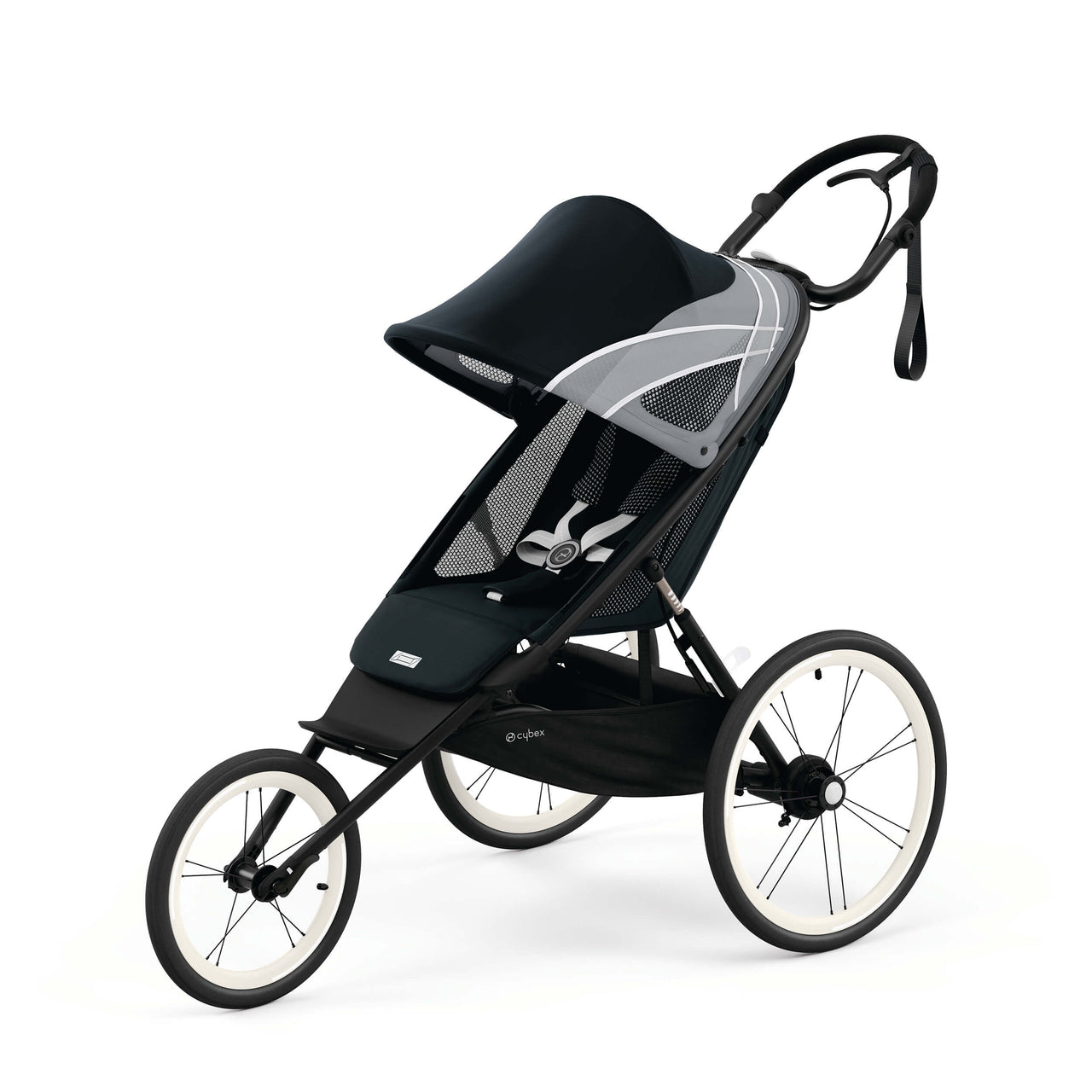CYBEX AVI Jogging Sports Running Stroller with Seat Pack in All Black Cybex