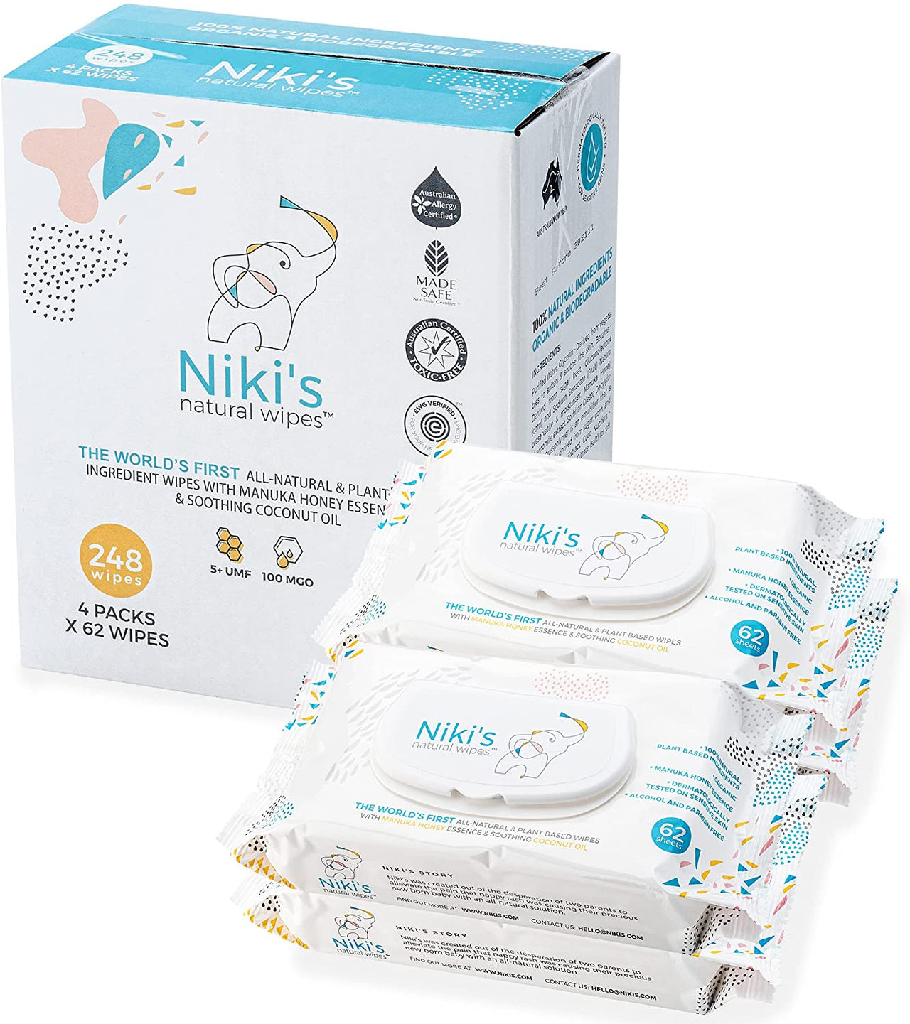Niki's Organic Baby Wipes (4 pack) Dicey's