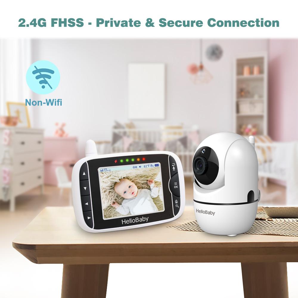 Baby Monitor with Remote Pan-Tilt-Zoom Camera and 3.2'' LCD Screen, Infrared Night Vision (Black)