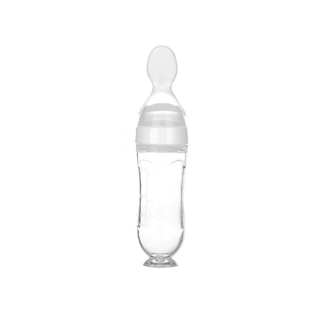 Baby Silicone Bottle Squeeze Feeding Spoon 